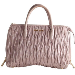 Miu Miu Women’s Medium Pink Cammeo Matelassé Shoulder Bag Nappa Top Handle Purse